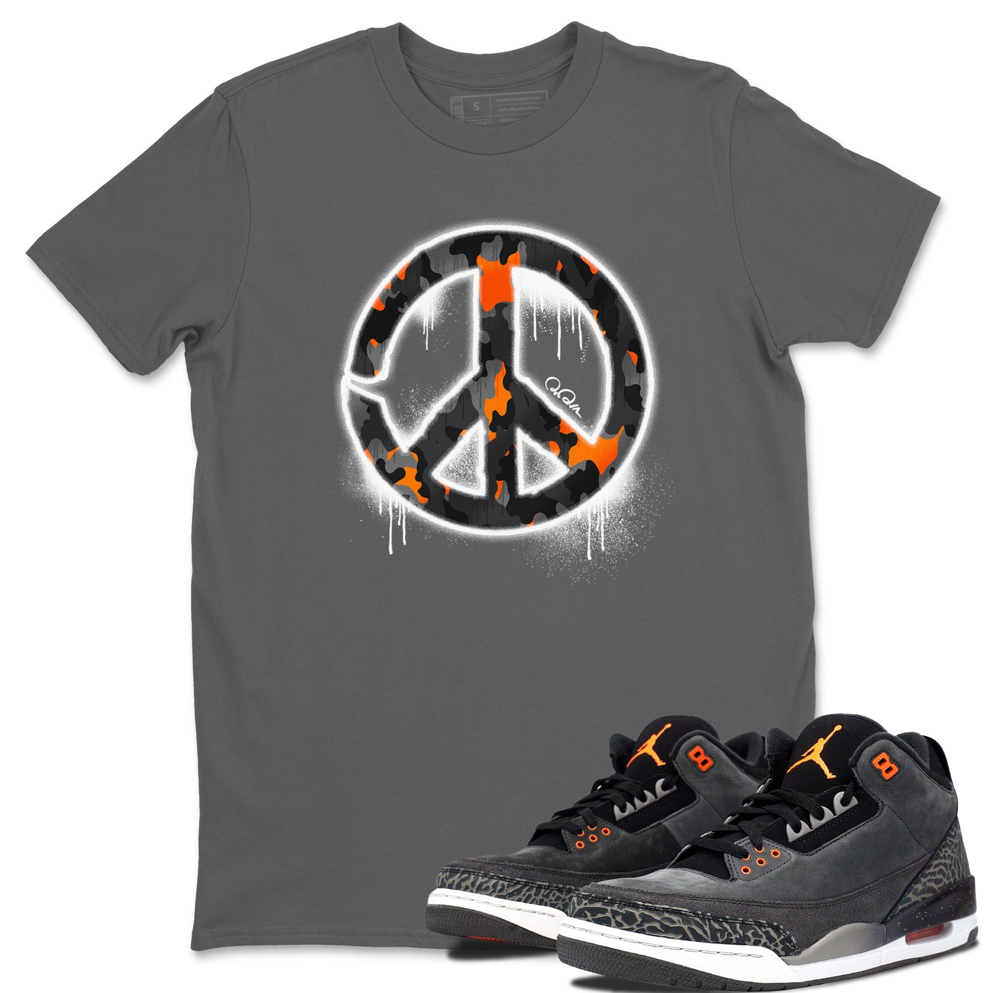 Air Jordan 3 Fear shirt to match jordans Peace Sign sneaker tees AJ3 Fear SNRT Sneaker Release Tees Unisex Cool Grey 1 T-Shirt