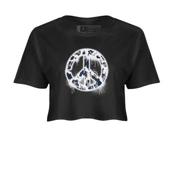 3s Midnight Navy shirt to match jordans Peace Sign sneaker tees Air Jordan 3 Midnight Navy SNRT Sneaker Release Tees Black 2 crop length shirt
