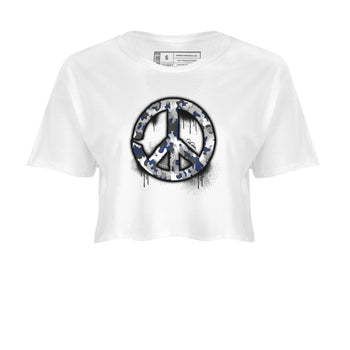 3s Midnight Navy shirt to match jordans Peace Sign sneaker tees Air Jordan 3 Midnight Navy SNRT Sneaker Release Tees White 2 crop length shirt
