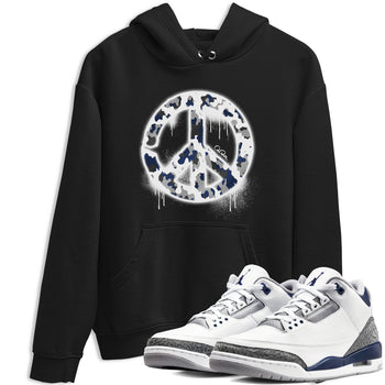 3s Midnight Navy shirt to match jordans Peace Sign sneaker tees Air Jordan 3 Midnight Navy SNRT Sneaker Release Tees unisex cotton Black 1 crew neck shirt