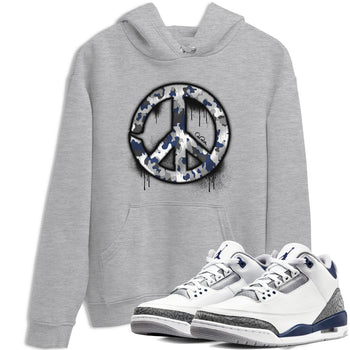3s Midnight Navy shirt to match jordans Peace Sign sneaker tees Air Jordan 3 Midnight Navy SNRT Sneaker Release Tees unisex cotton Heather Grey 1 crew neck shirt