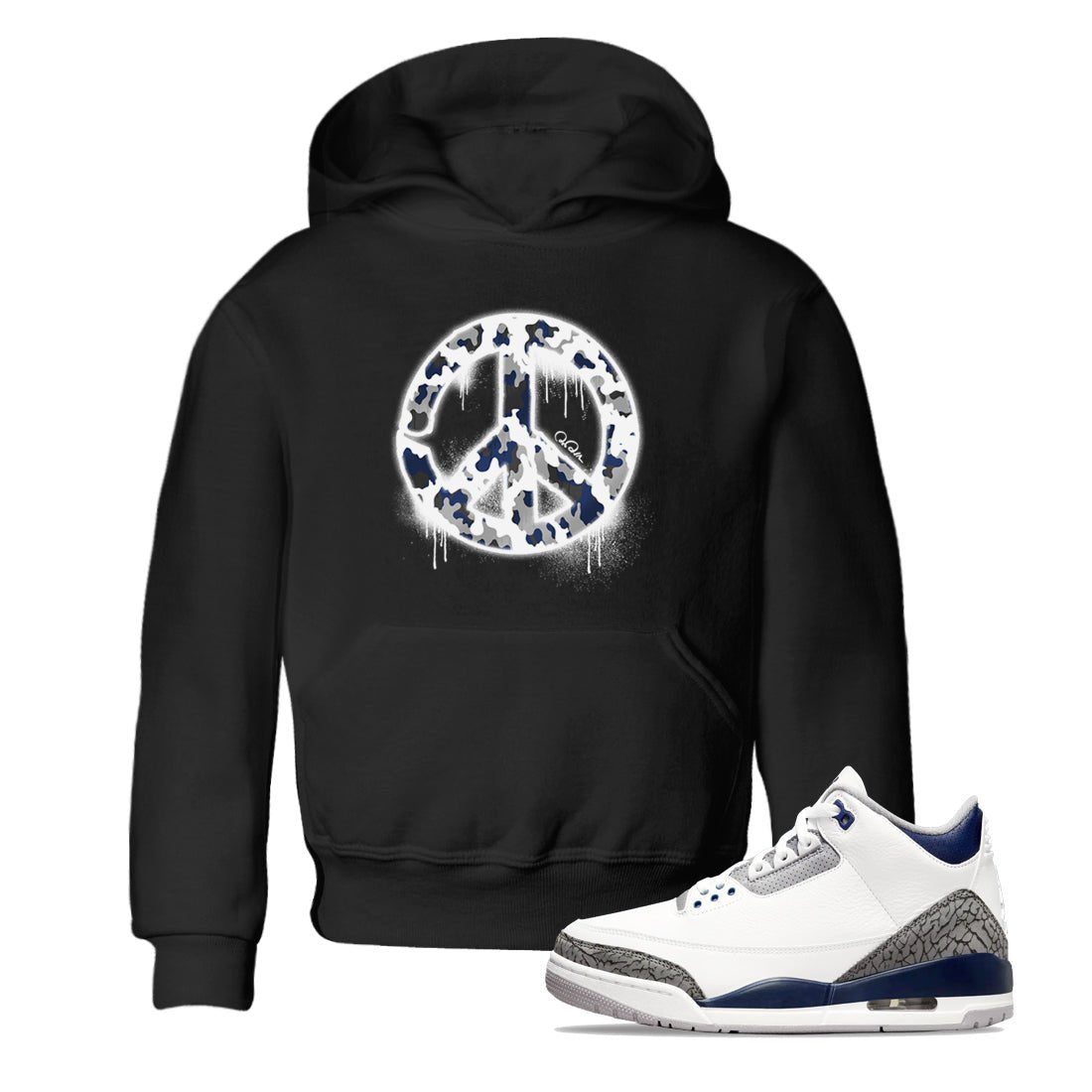 3s Midnight Navy shirt to match jordans Peace Sign sneaker tees Air Jordan 3 Midnight Navy SNRT sneaker release tees baby toddler Black 1 cotton Shirt