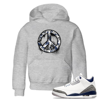 3s Midnight Navy shirt to match jordans Peace Sign sneaker tees Air Jordan 3 Midnight Navy SNRT sneaker release tees baby toddler Heather Grey 1 cotton Shirt