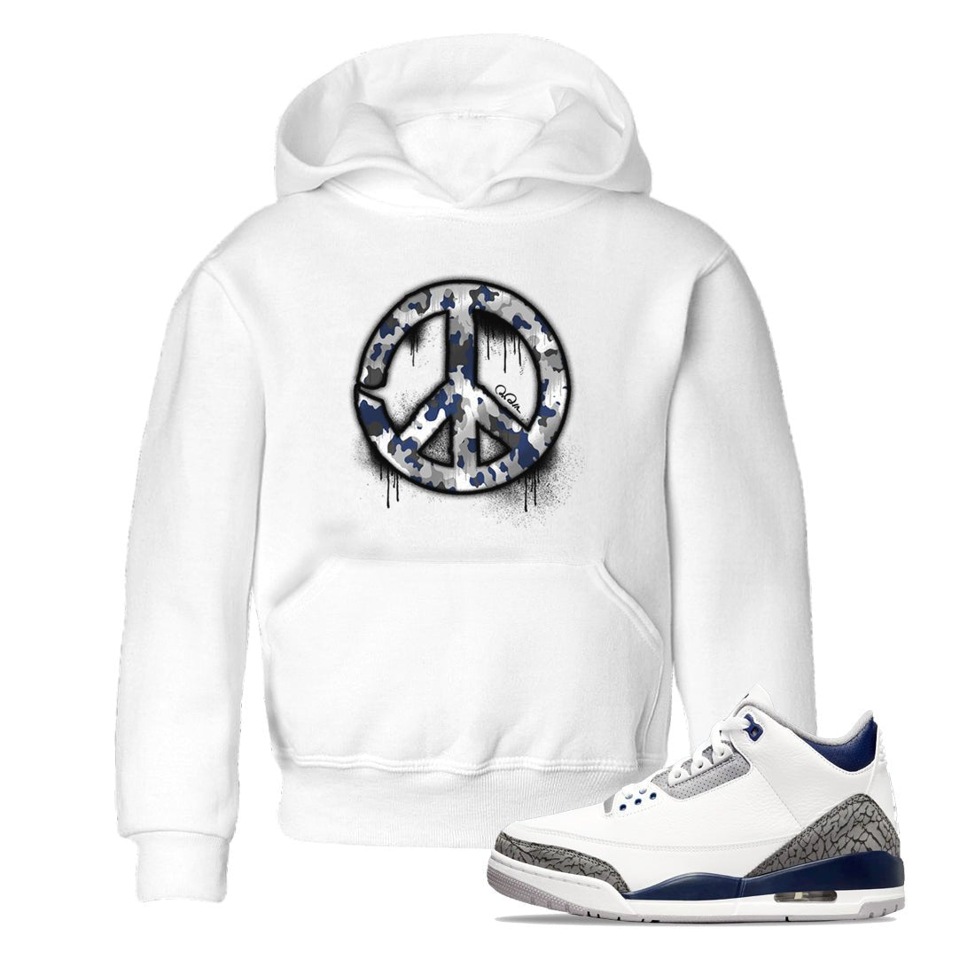 3s Midnight Navy shirt to match jordans Peace Sign sneaker tees Air Jordan 3 Midnight Navy SNRT sneaker release tees baby toddler White 1 cotton Shirt