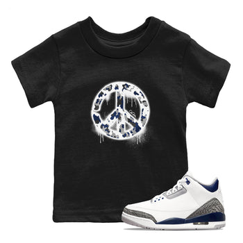 3s Midnight Navy shirt to match jordans Peace Sign sneaker tees Air Jordan 3 Midnight Navy SNRT sneaker release tees baby toddler Black 1 cotton Shirt
