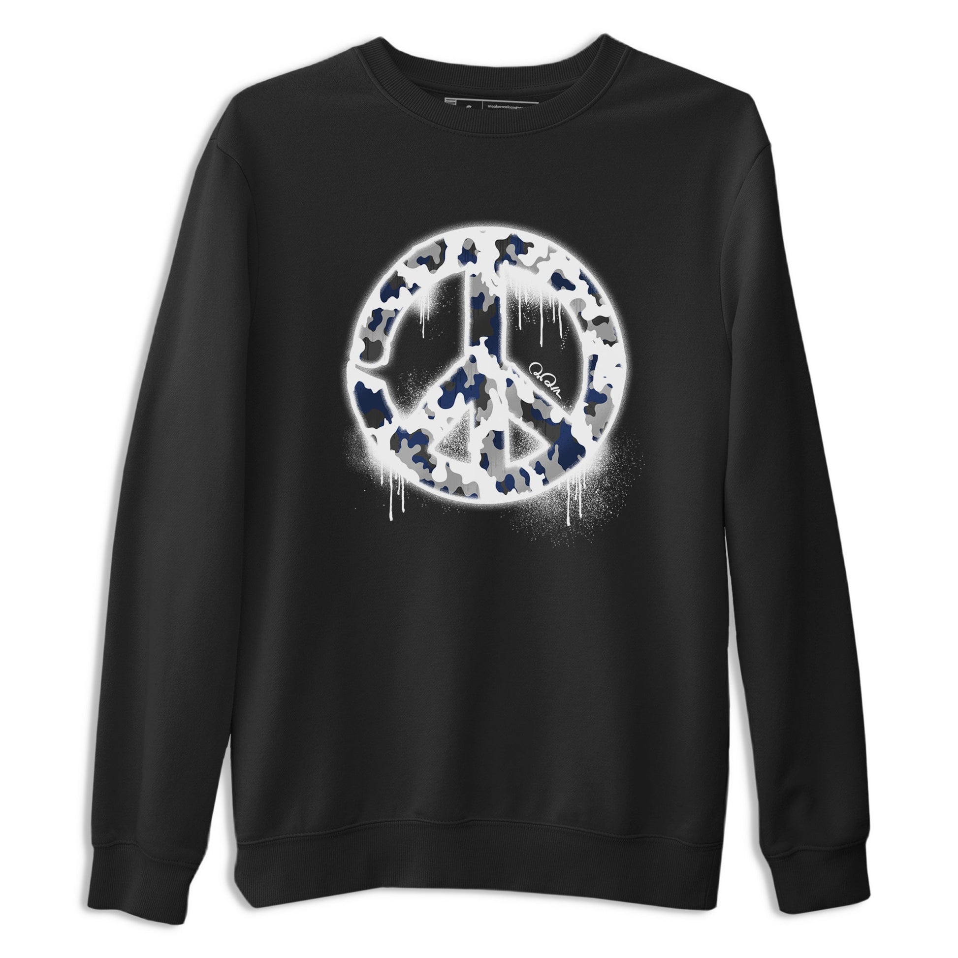 3s Midnight Navy shirt to match jordans Peace Sign sneaker tees Air Jordan 3 Midnight Navy SNRT Sneaker Release Tees unisex cotton Black 2 crew neck shirt
