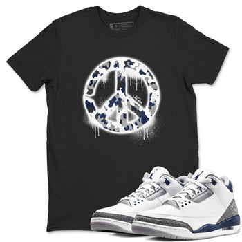 3s Midnight Navy shirt to match jordans Peace Sign sneaker tees Air Jordan 3 Midnight Navy SNRT Sneaker Release Tees unisex cotton Black 1 crew neck shirt