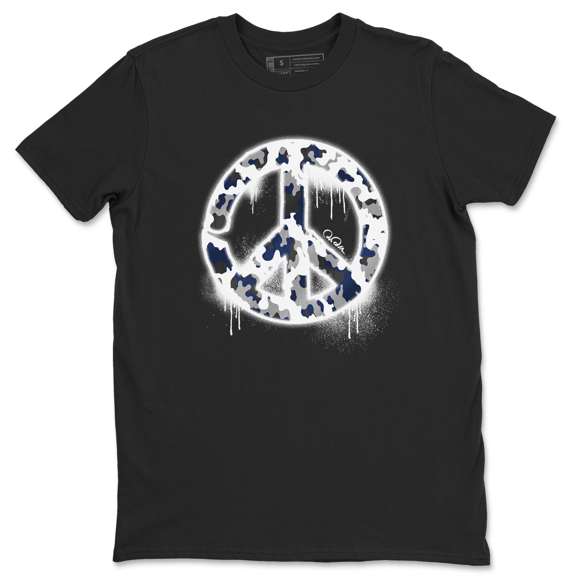3s Midnight Navy shirt to match jordans Peace Sign sneaker tees Air Jordan 3 Midnight Navy SNRT Sneaker Release Tees unisex cotton Black 2 crew neck shirt