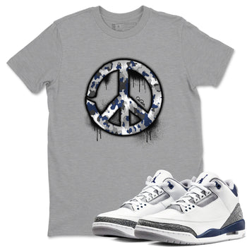 3s Midnight Navy shirt to match jordans Peace Sign sneaker tees Air Jordan 3 Midnight Navy SNRT Sneaker Release Tees unisex cotton Heather Grey 1 crew neck shirt