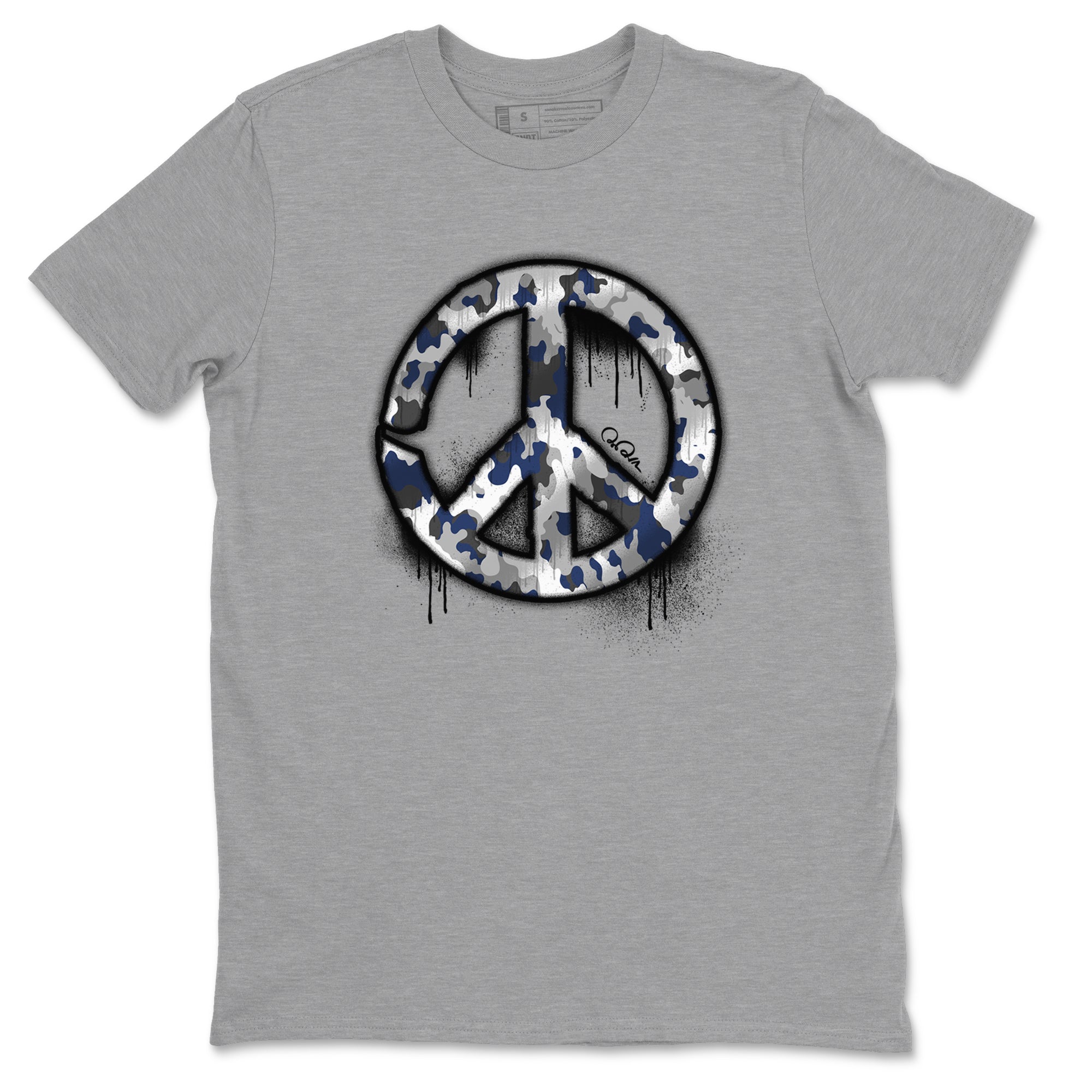 3s Midnight Navy shirt to match jordans Peace Sign sneaker tees Air Jordan 3 Midnight Navy SNRT Sneaker Release Tees unisex cotton Heather Grey 2 crew neck shirt