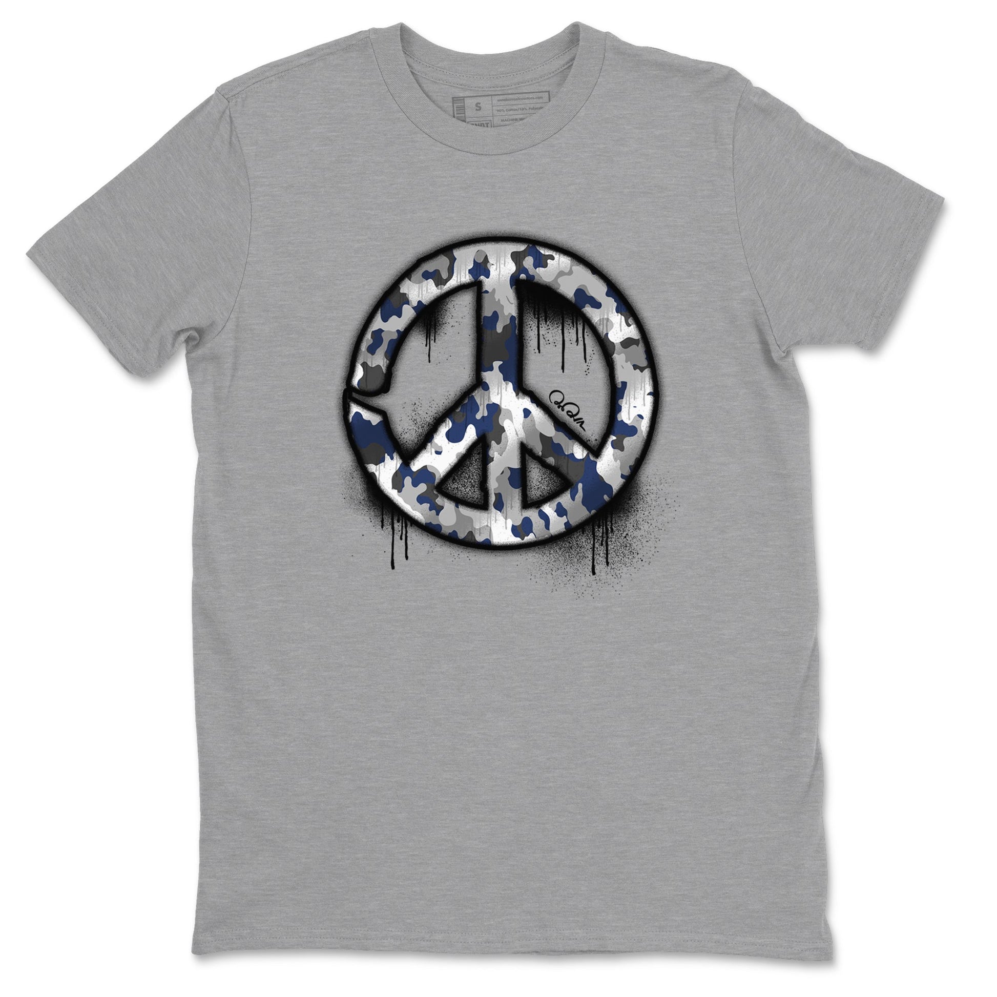 3s Midnight Navy shirt to match jordans Peace Sign sneaker tees Air Jordan 3 Midnight Navy SNRT Sneaker Release Tees unisex cotton Heather Grey 2 crew neck shirt
