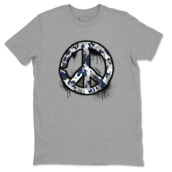 3s Midnight Navy shirt to match jordans Peace Sign sneaker tees Air Jordan 3 Midnight Navy SNRT Sneaker Release Tees unisex cotton Heather Grey 2 crew neck shirt