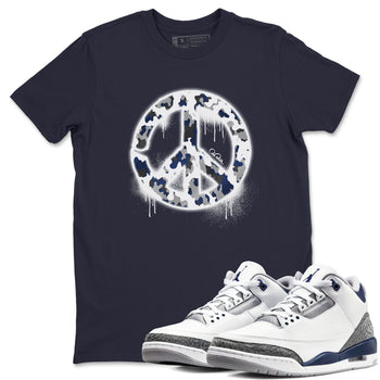 3s Midnight Navy shirt to match jordans Peace Sign sneaker tees Air Jordan 3 Midnight Navy SNRT Sneaker Release Tees unisex cotton Navy 1 crew neck shirt