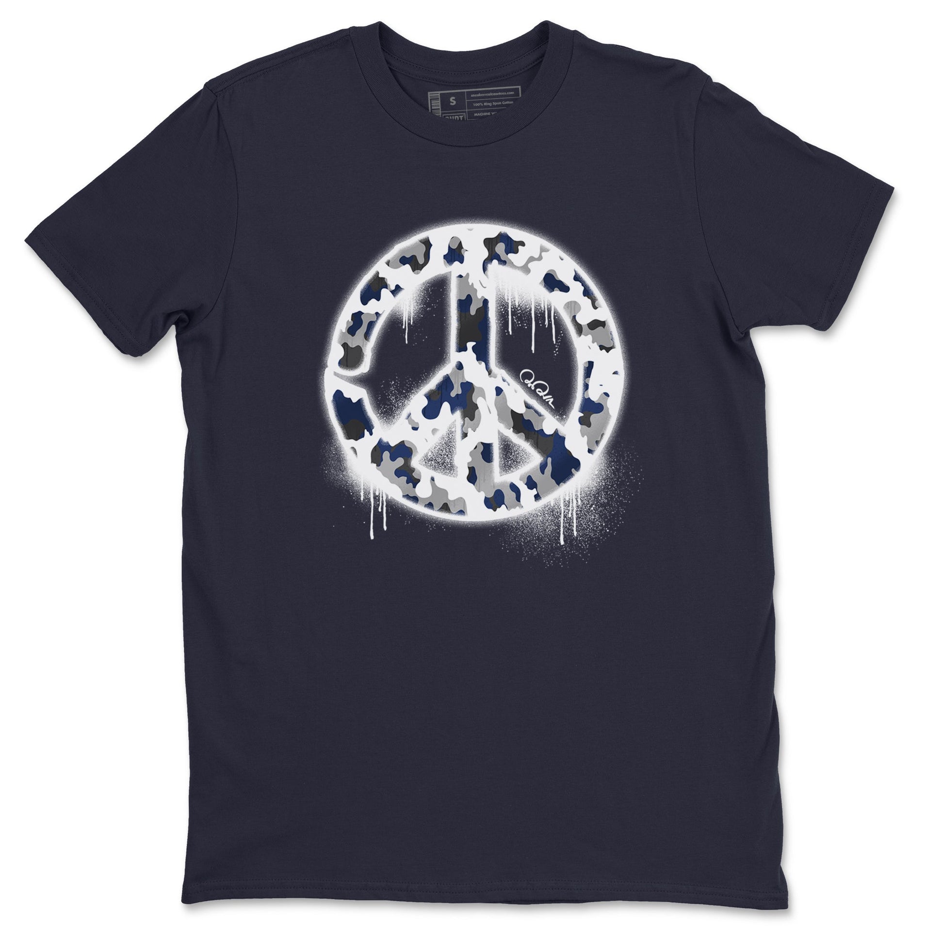 3s Midnight Navy shirt to match jordans Peace Sign sneaker tees Air Jordan 3 Midnight Navy SNRT Sneaker Release Tees unisex cotton Navy 2 crew neck shirt