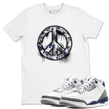 3s Midnight Navy shirt to match jordans Peace Sign sneaker tees Air Jordan 3 Midnight Navy SNRT Sneaker Release Tees unisex cotton White 1 crew neck shirt