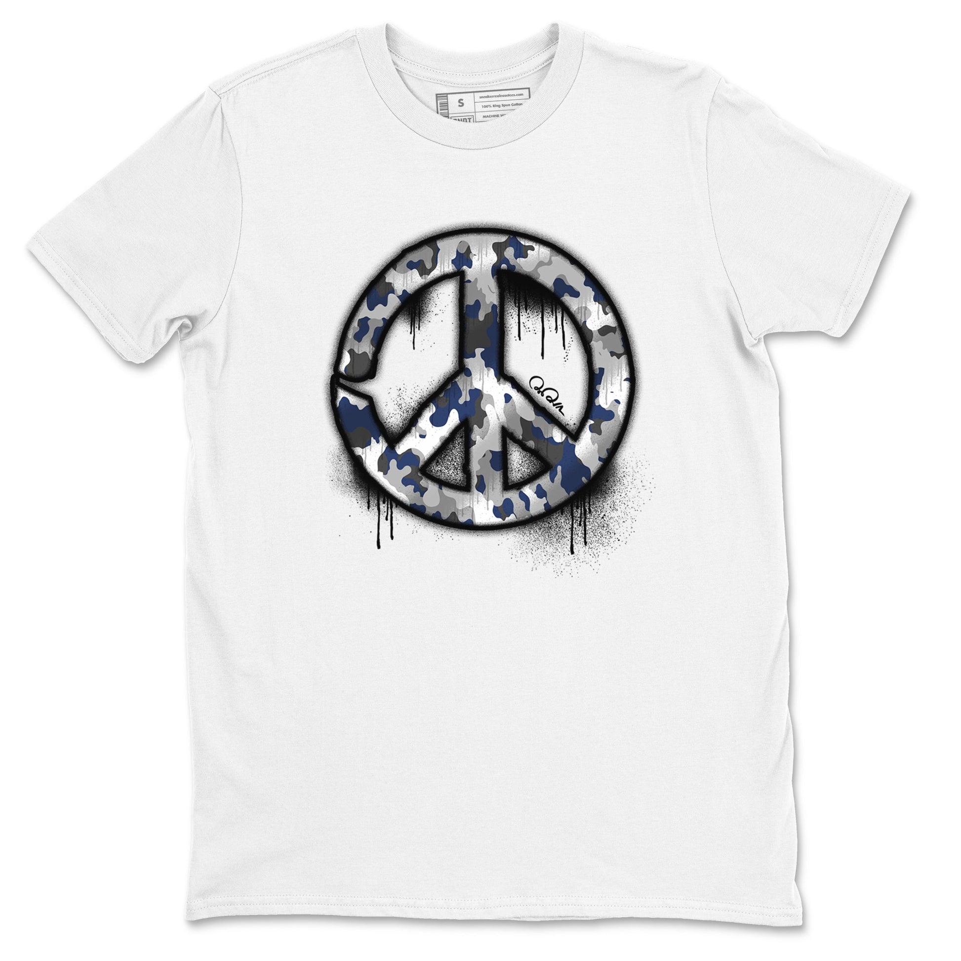 3s Midnight Navy shirt to match jordans Peace Sign sneaker tees Air Jordan 3 Midnight Navy SNRT Sneaker Release Tees unisex cotton White 2 crew neck shirt