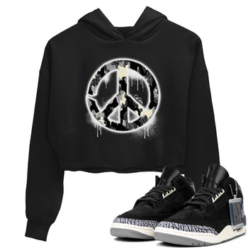 Air Jordan 3 Off Noir shirt to match jordans Peace Sign sneaker tees AJ3 Off Noir SNRT Sneaker Release Tees Black 1 Crop T-Shirt