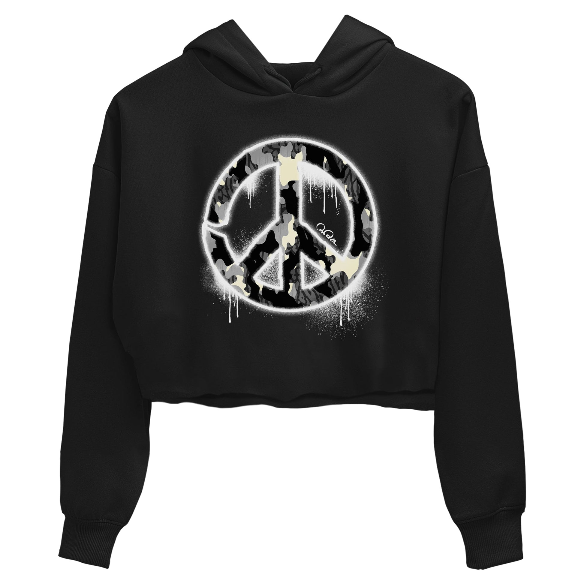 Air Jordan 3 Off Noir shirt to match jordans Peace Sign sneaker tees AJ3 Off Noir SNRT Sneaker Release Tees Black 2 Crop T-Shirt