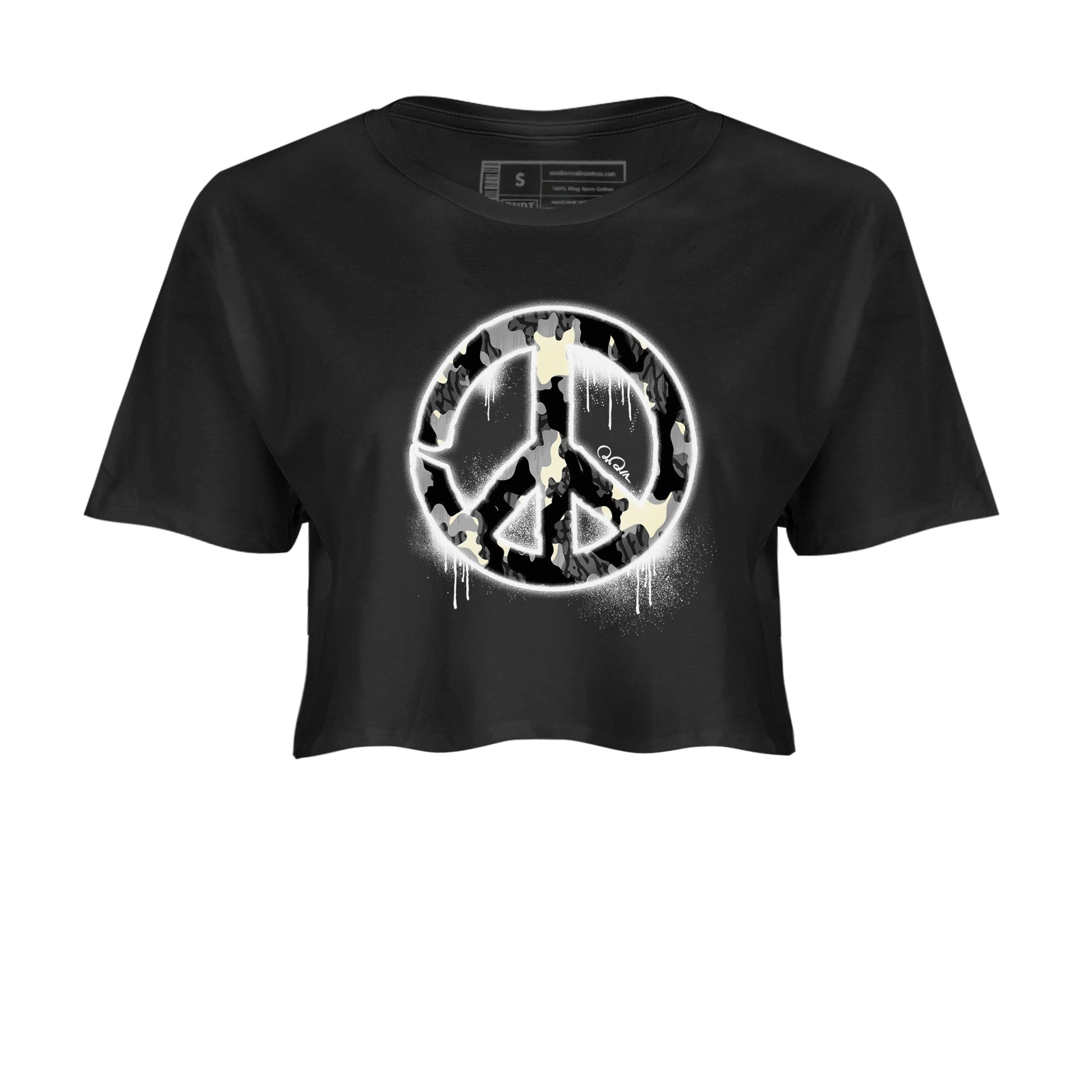 Air Jordan 3 Off Noir shirt to match jordans Peace Sign sneaker tees AJ3 Off Noir SNRT Sneaker Release Tees Black 2 Crop T-Shirt