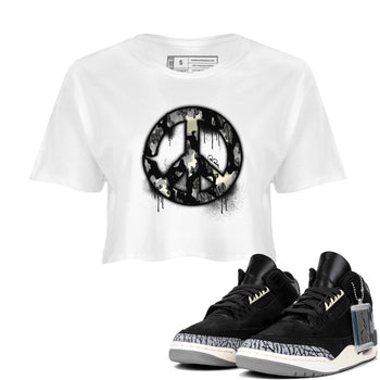 Air Jordan 3 Off Noir shirt to match jordans Peace Sign sneaker tees AJ3 Off Noir SNRT Sneaker Release Tees White 1 Crop T-Shirt