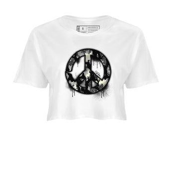 Air Jordan 3 Off Noir shirt to match jordans Peace Sign sneaker tees AJ3 Off Noir SNRT Sneaker Release Tees White 2 Crop T-Shirt