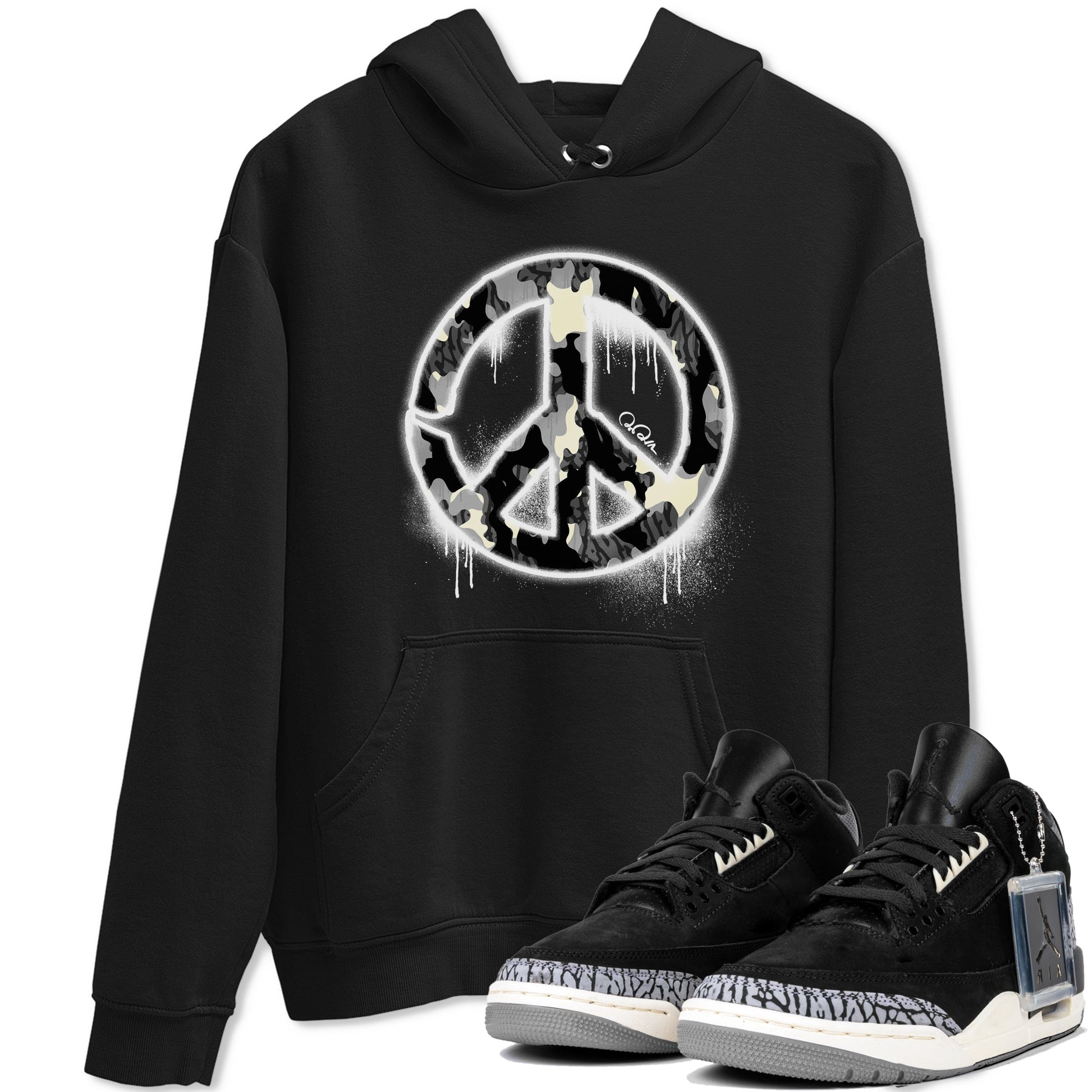 Air Jordan 3 Off Noir shirt to match jordans Peace Sign sneaker tees AJ3 Off Noir SNRT Sneaker Release Tees Unisex Black 1 T-Shirt