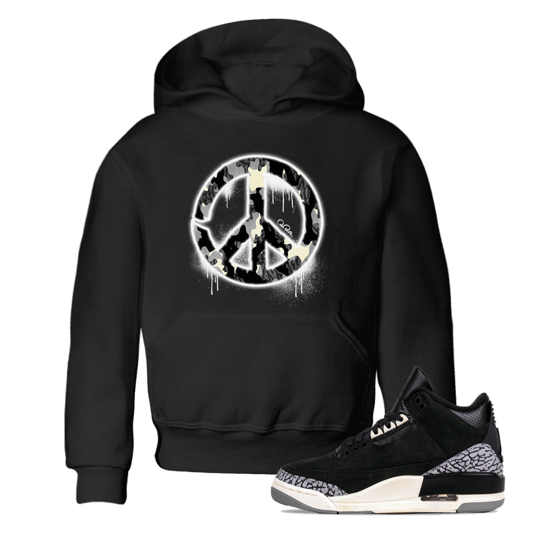 Air Jordan 3 Off Noir shirt to match jordans Peace Sign sneaker tees AJ3 Off Noir SNRT Sneaker Release Tees Baby Toddler Black 1 T-Shirt