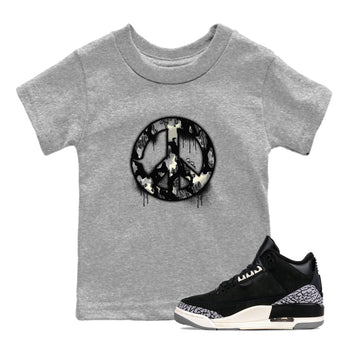 Air Jordan 3 Off Noir shirt to match jordans Peace Sign sneaker tees AJ3 Off Noir SNRT Sneaker Release Tees Baby Toddler Heather Grey 1 T-Shirt
