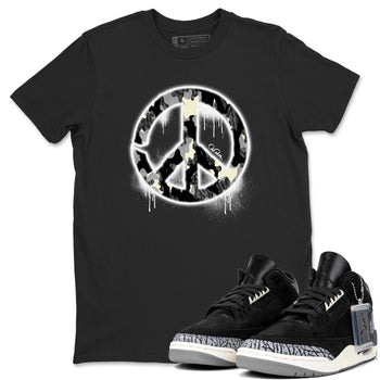 Air Jordan 3 Off Noir shirt to match jordans Peace Sign sneaker tees AJ3 Off Noir SNRT Sneaker Release Tees Unisex Black 1 T-Shirt