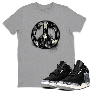 Air Jordan 3 Off Noir shirt to match jordans Peace Sign sneaker tees AJ3 Off Noir SNRT Sneaker Release Tees Unisex Heather Grey 1 T-Shirt