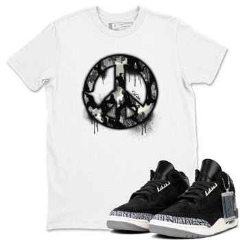 Air Jordan 3 Off Noir shirt to match jordans Peace Sign sneaker tees AJ3 Off Noir SNRT Sneaker Release Tees Unisex White 1 T-Shirt