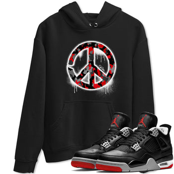 4s Bred Reimagined shirt to match jordans Peace Sign sneaker tees Air Jordan 4 Bred Reimagined SNRT Sneaker Release Tees Unisex Black 1 T-Shirt