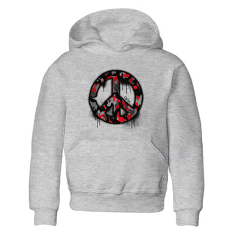 4s Bred Reimagined shirt to match jordans Peace Sign sneaker tees Air Jordan 4 Bred Reimagined SNRT Sneaker Release Tees Baby Toddler Heather Grey 2 T-Shirt