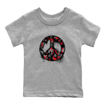4s Bred Reimagined shirt to match jordans Peace Sign sneaker tees Air Jordan 4 Bred Reimagined SNRT Sneaker Release Tees Baby Toddler Heather Grey 2 T-Shirt