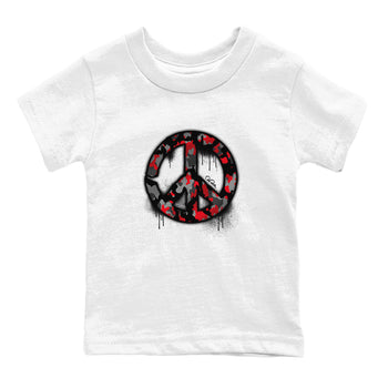 4s Bred Reimagined shirt to match jordans Peace Sign sneaker tees Air Jordan 4 Bred Reimagined SNRT Sneaker Release Tees Baby Toddler White 2 T-Shirt