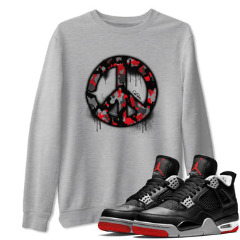 4s Bred Reimagined shirt to match jordans Peace Sign sneaker tees Air Jordan 4 Bred Reimagined SNRT Sneaker Release Tees Unisex Heather Grey 1 T-Shirt