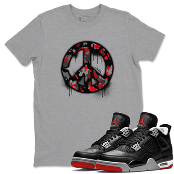 4s Bred Reimagined shirt to match jordans Peace Sign sneaker tees Air Jordan 4 Bred Reimagined SNRT Sneaker Release Tees Unisex Heather Grey 1 T-Shirt