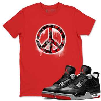 4s Bred Reimagined shirt to match jordans Peace Sign sneaker tees Air Jordan 4 Bred Reimagined SNRT Sneaker Release Tees Unisex Red 1 T-Shirt