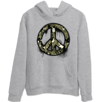 Air Jordan 4 Medium Olive shirt to match jordans Peace Sign sneaker tees AJ4 Medium Olive SNRT Sneaker Release Tees Unisex Heather Grey 2 T-Shirt