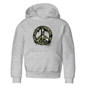 Air Jordan 4 Medium Olive shirt to match jordans Peace Sign sneaker tees AJ4 Medium Olive SNRT Sneaker Release Tees Baby Toddler Heather Grey 2 T-Shirt