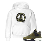 Air Jordan 4 Medium Olive shirt to match jordans Peace Sign sneaker tees AJ4 Medium Olive SNRT Sneaker Release Tees Baby Toddler White 1 T-Shirt