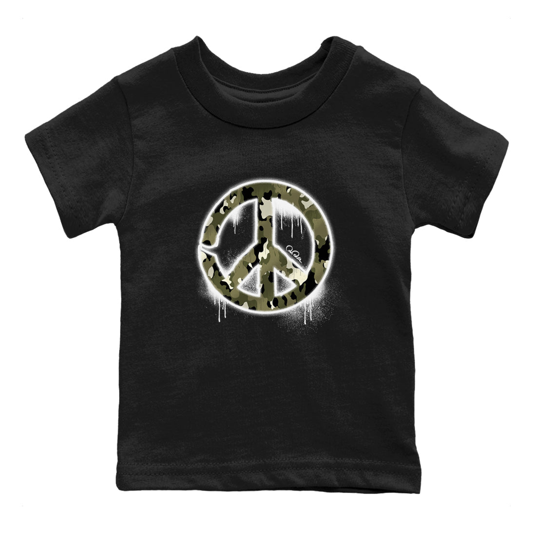 Air Jordan 4 Medium Olive shirt to match jordans Peace Sign sneaker tees AJ4 Medium Olive SNRT Sneaker Release Tees Baby Toddler Black 2 T-Shirt