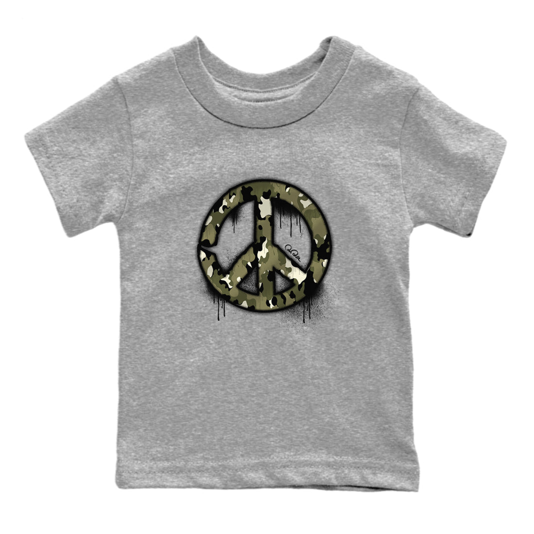 Air Jordan 4 Medium Olive shirt to match jordans Peace Sign sneaker tees AJ4 Medium Olive SNRT Sneaker Release Tees Baby Toddler Heather Grey 2 T-Shirt