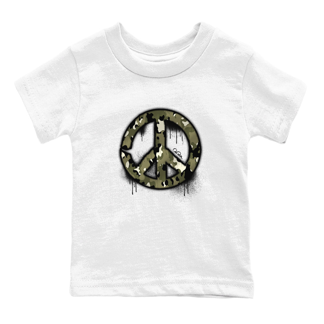Air Jordan 4 Medium Olive shirt to match jordans Peace Sign sneaker tees AJ4 Medium Olive SNRT Sneaker Release Tees Baby Toddler White 2 T-Shirt