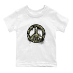 Air Jordan 4 Medium Olive shirt to match jordans Peace Sign sneaker tees AJ4 Medium Olive SNRT Sneaker Release Tees Baby Toddler White 2 T-Shirt