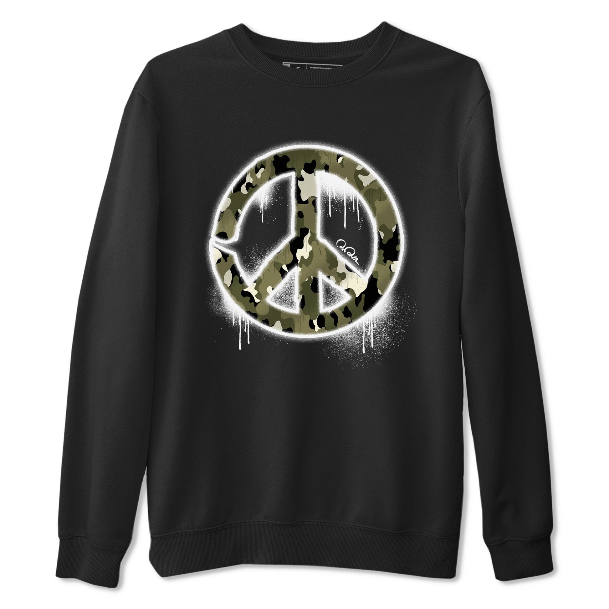 Air Jordan 4 Medium Olive shirt to match jordans Peace Sign sneaker tees AJ4 Medium Olive SNRT Sneaker Release Tees Unisex Black 2 T-Shirt