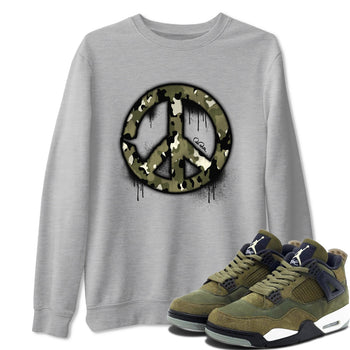 Air Jordan 4 Medium Olive shirt to match jordans Peace Sign sneaker tees AJ4 Medium Olive SNRT Sneaker Release Tees Unisex Heather Grey 1 T-Shirt