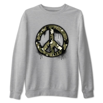 Air Jordan 4 Medium Olive shirt to match jordans Peace Sign sneaker tees AJ4 Medium Olive SNRT Sneaker Release Tees Unisex Heather Grey 2 T-Shirt
