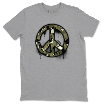 Air Jordan 4 Medium Olive shirt to match jordans Peace Sign sneaker tees AJ4 Medium Olive SNRT Sneaker Release Tees Unisex Heather Grey 2 T-Shirt