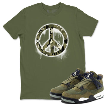 Air Jordan 4 Medium Olive shirt to match jordans Peace Sign sneaker tees AJ4 Medium Olive SNRT Sneaker Release Tees Unisex Military Green 1 T-Shirt